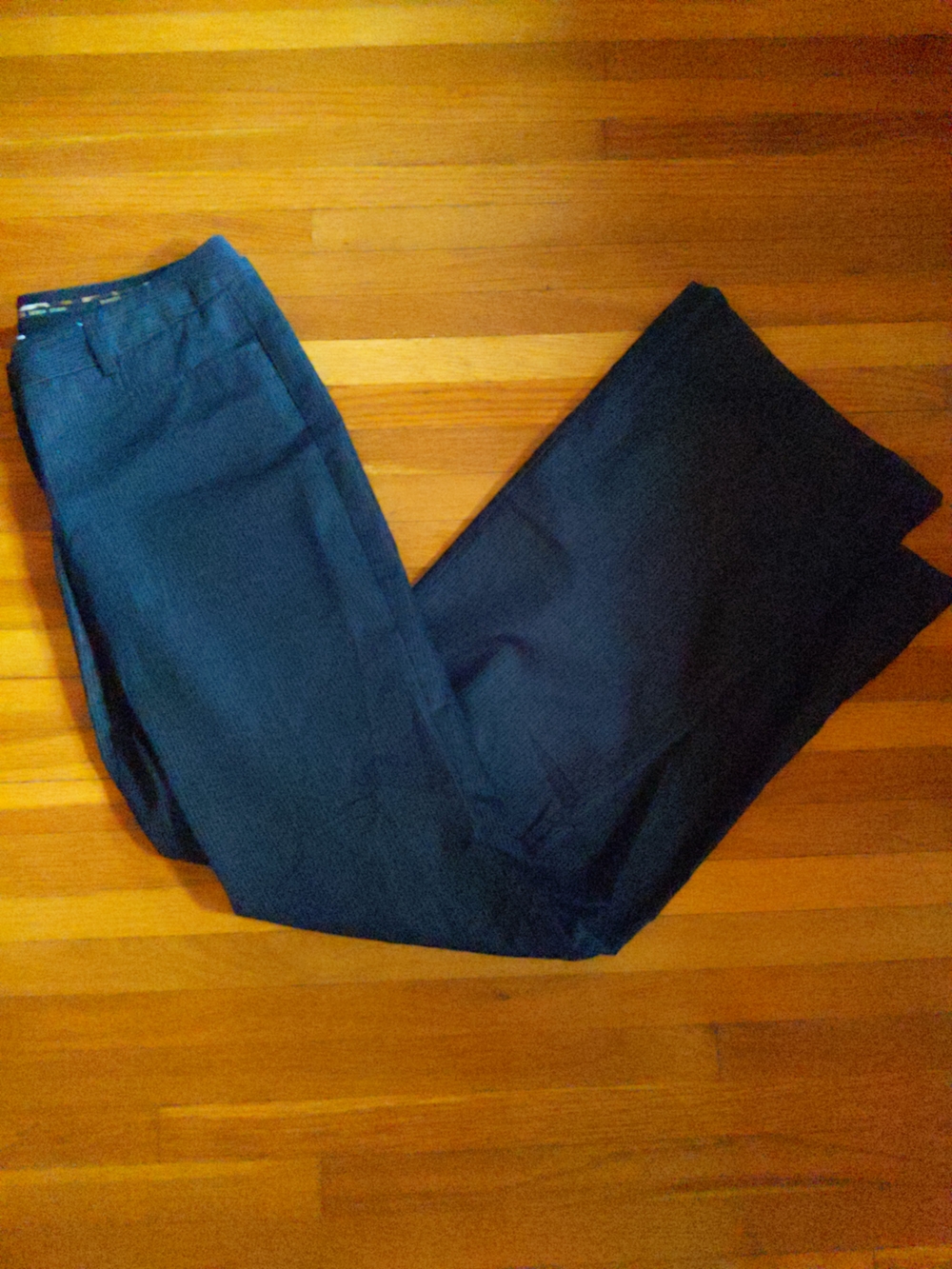 Express Design Pintripe Trouser Long Inseam Black Stretch Pants Bell
